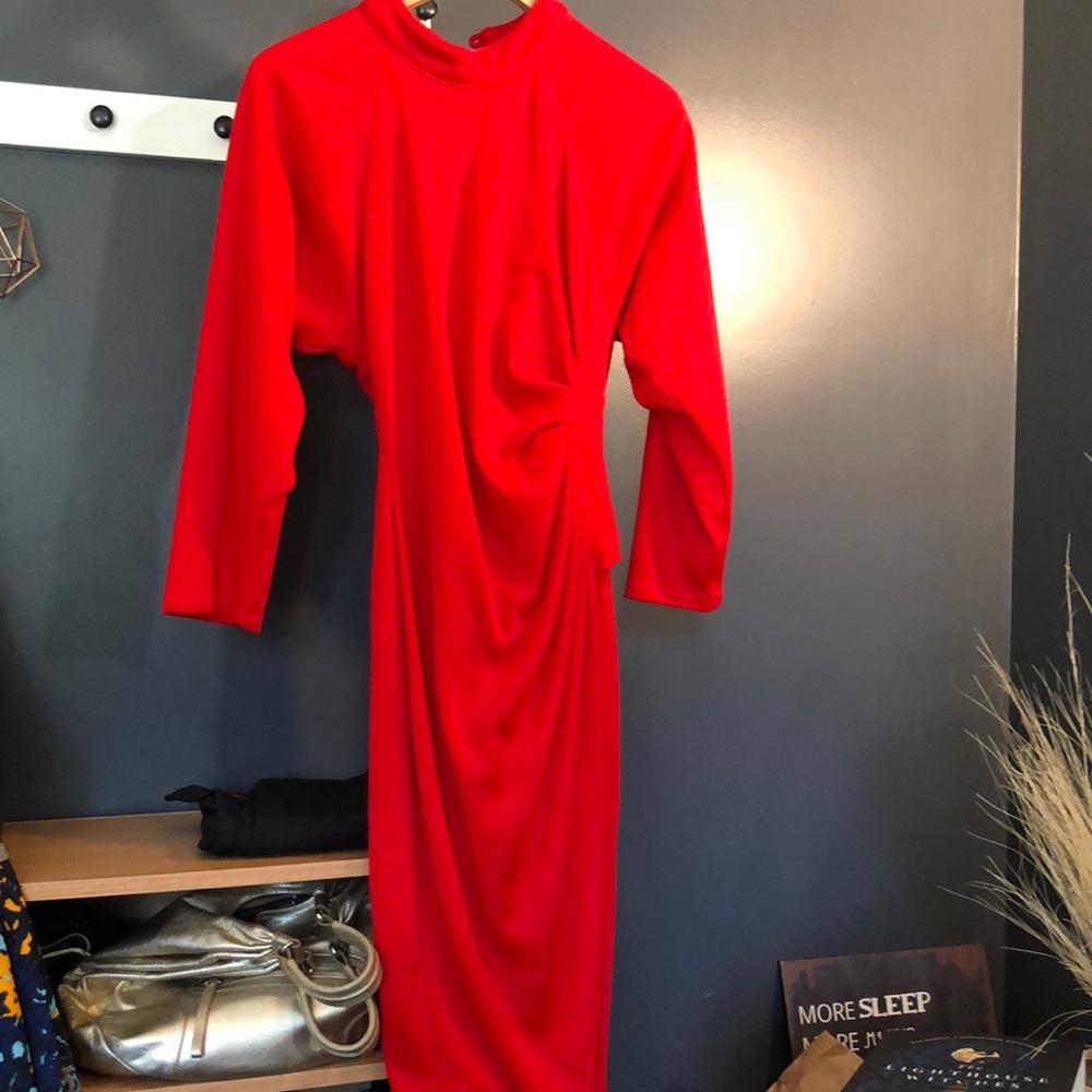 Bright red dress with side detail